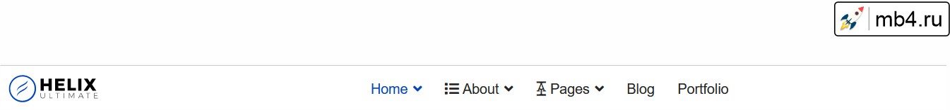 Выровненное по центру меню в шапке шаблона Helix Ultimate Пример выровненного по центру меню в шапке шаблона Helix Ultimate